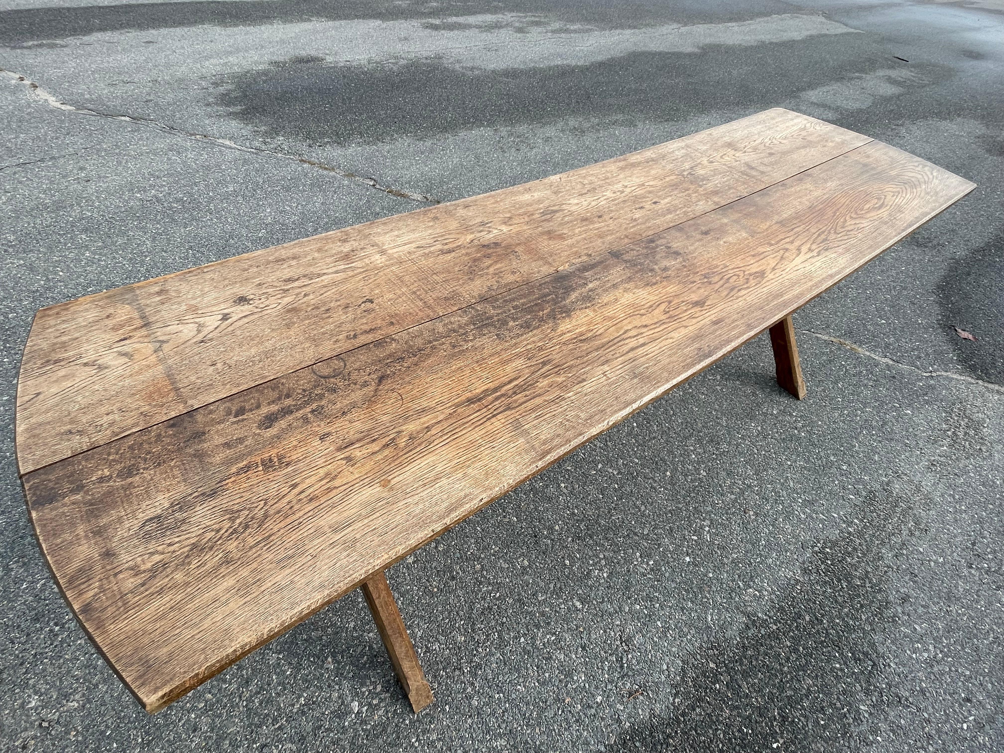 Oak Trestle Table  For Sale 3