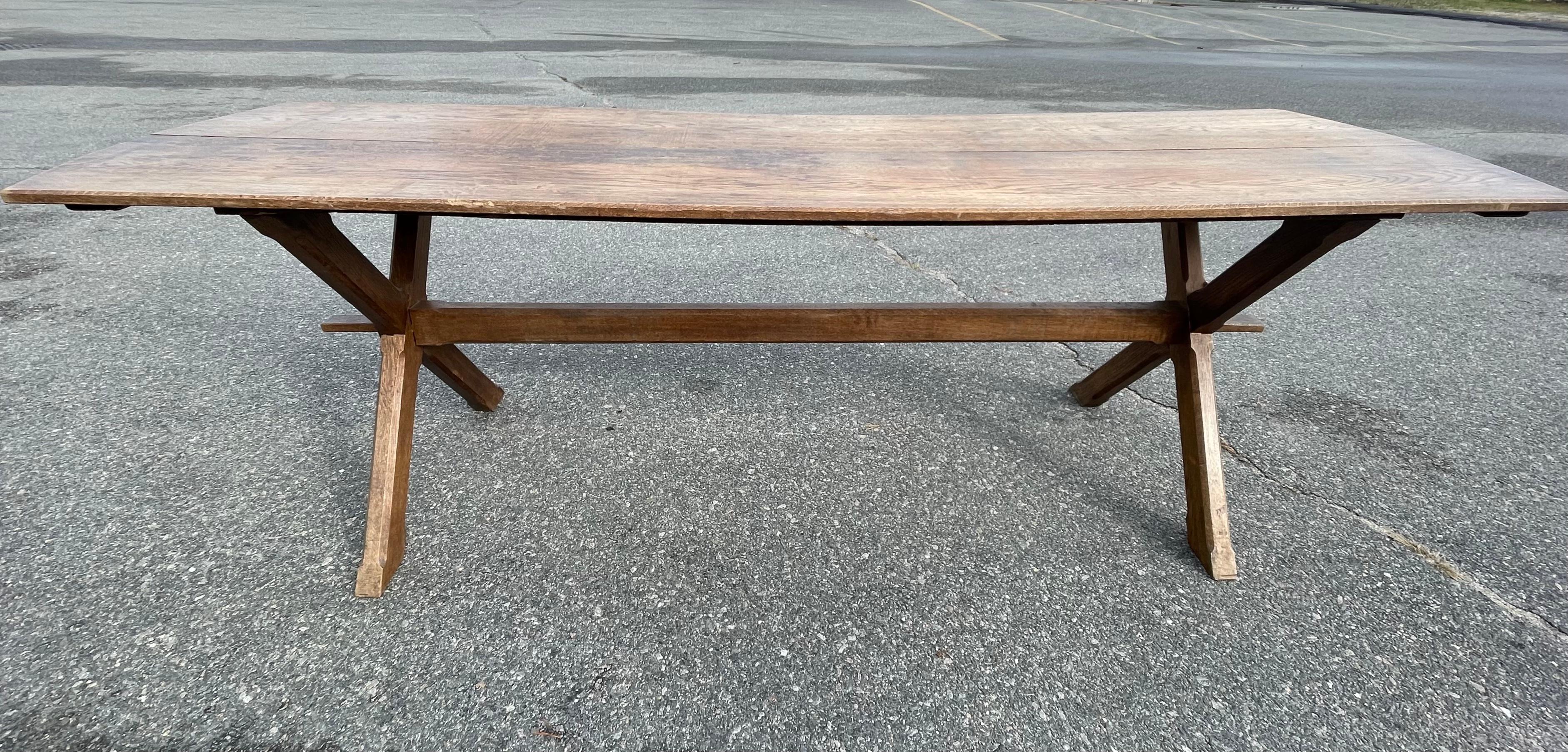 Oak Trestle Table  For Sale 4