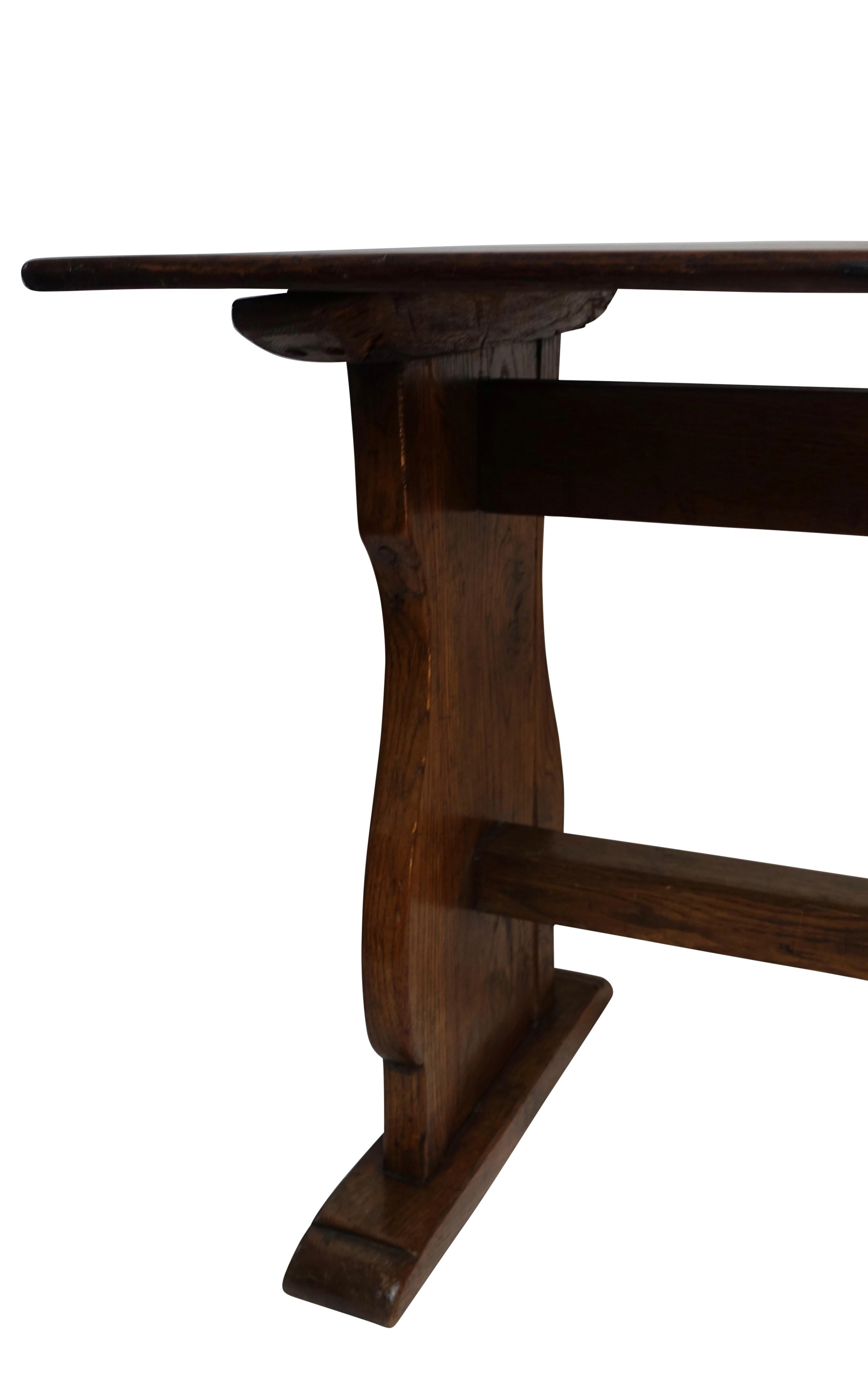 Oak Trestle Table with Double Stretcher Dutch 18th. Century. 4