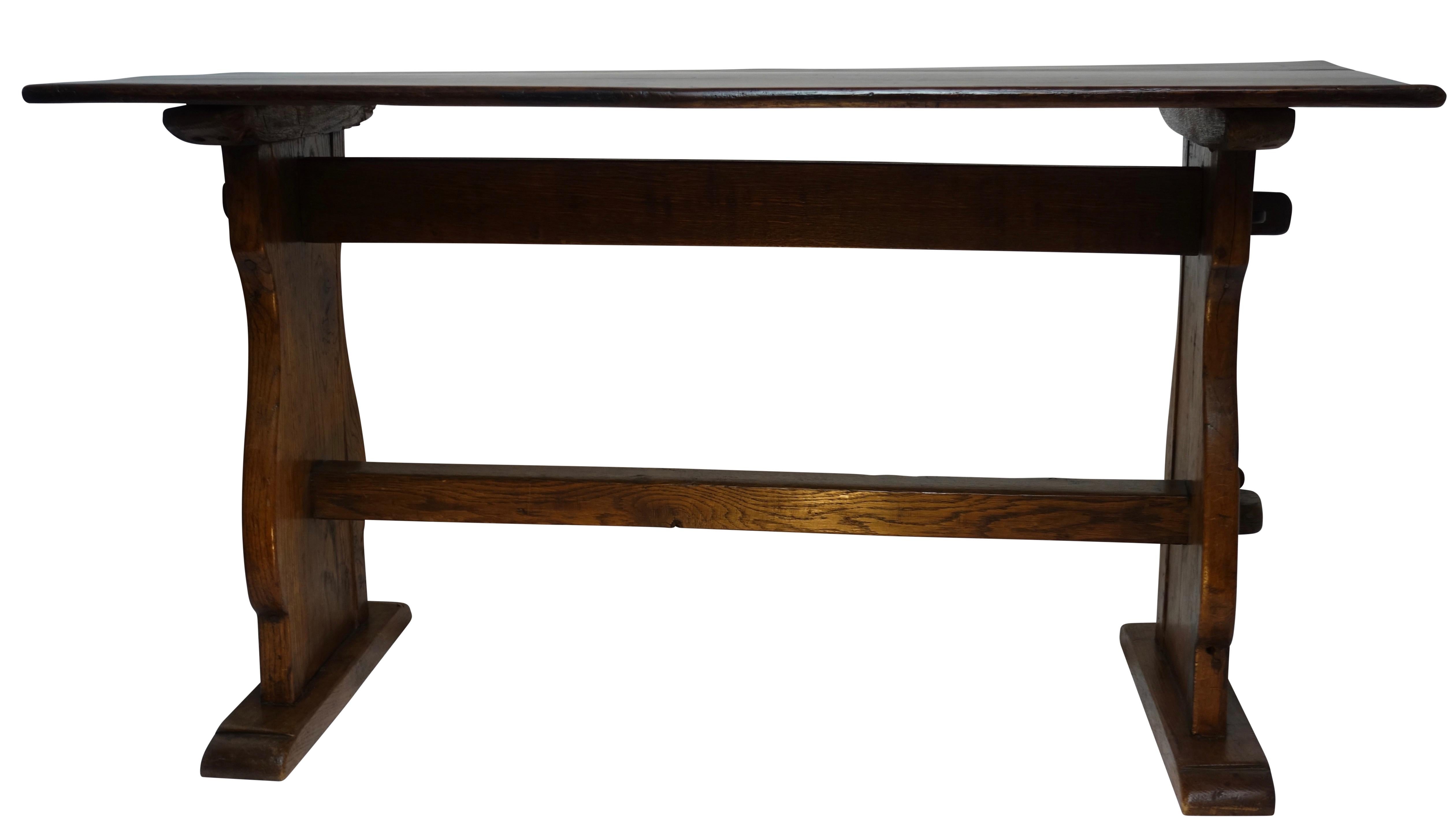 Oak Trestle Table with Double Stretcher Dutch 18th. Century. 5