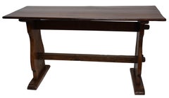 Oak Trestle Table with Double Stretcher Dutch 18th. Century.