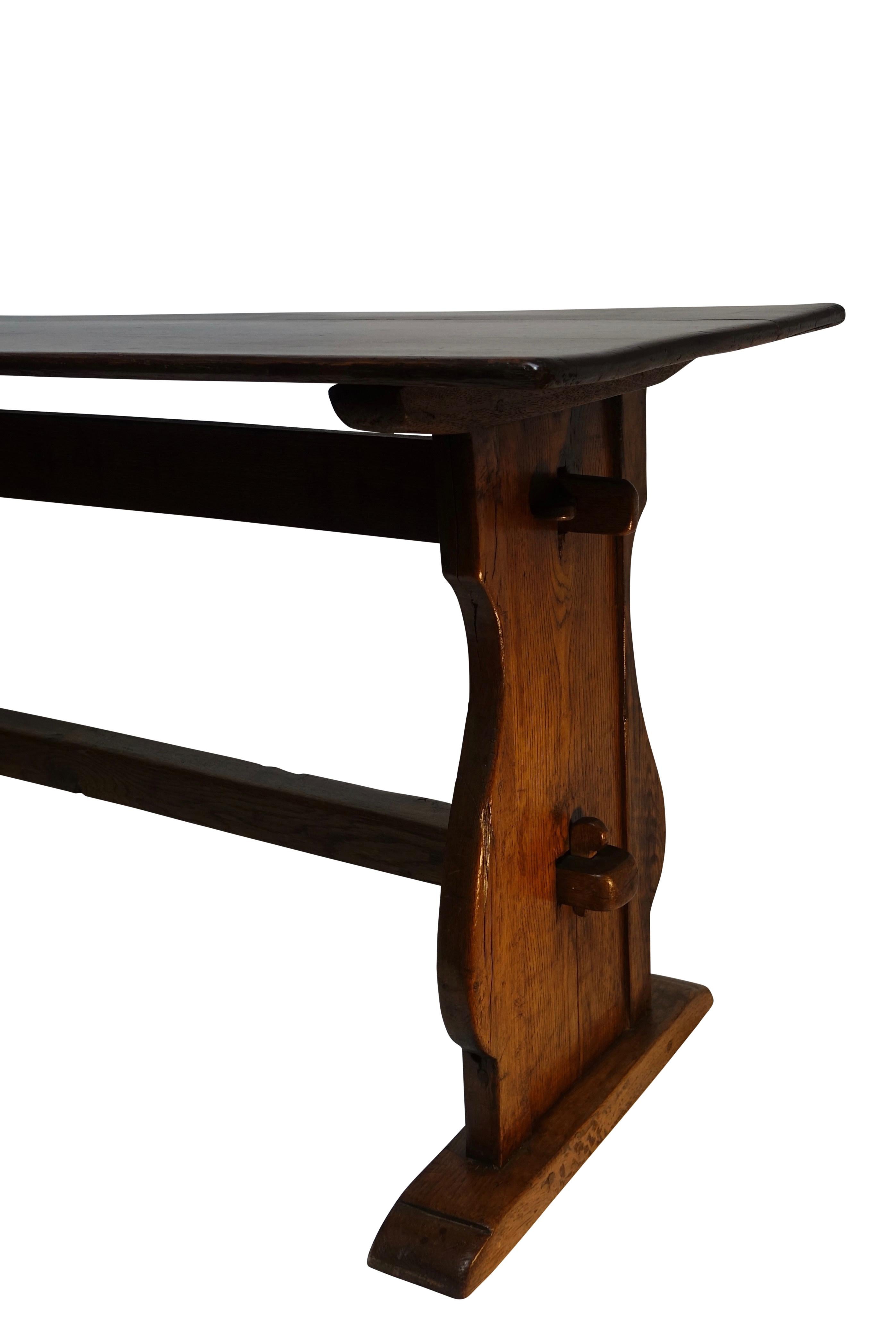 Oak Trestle Table with Double Stretcher Dutch 18th. Century. 1
