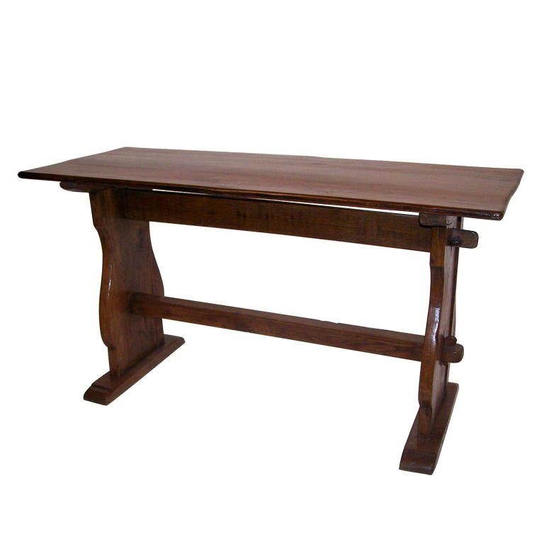 Oak Trestle Table with Double Stretcher Dutch 18th. Century.