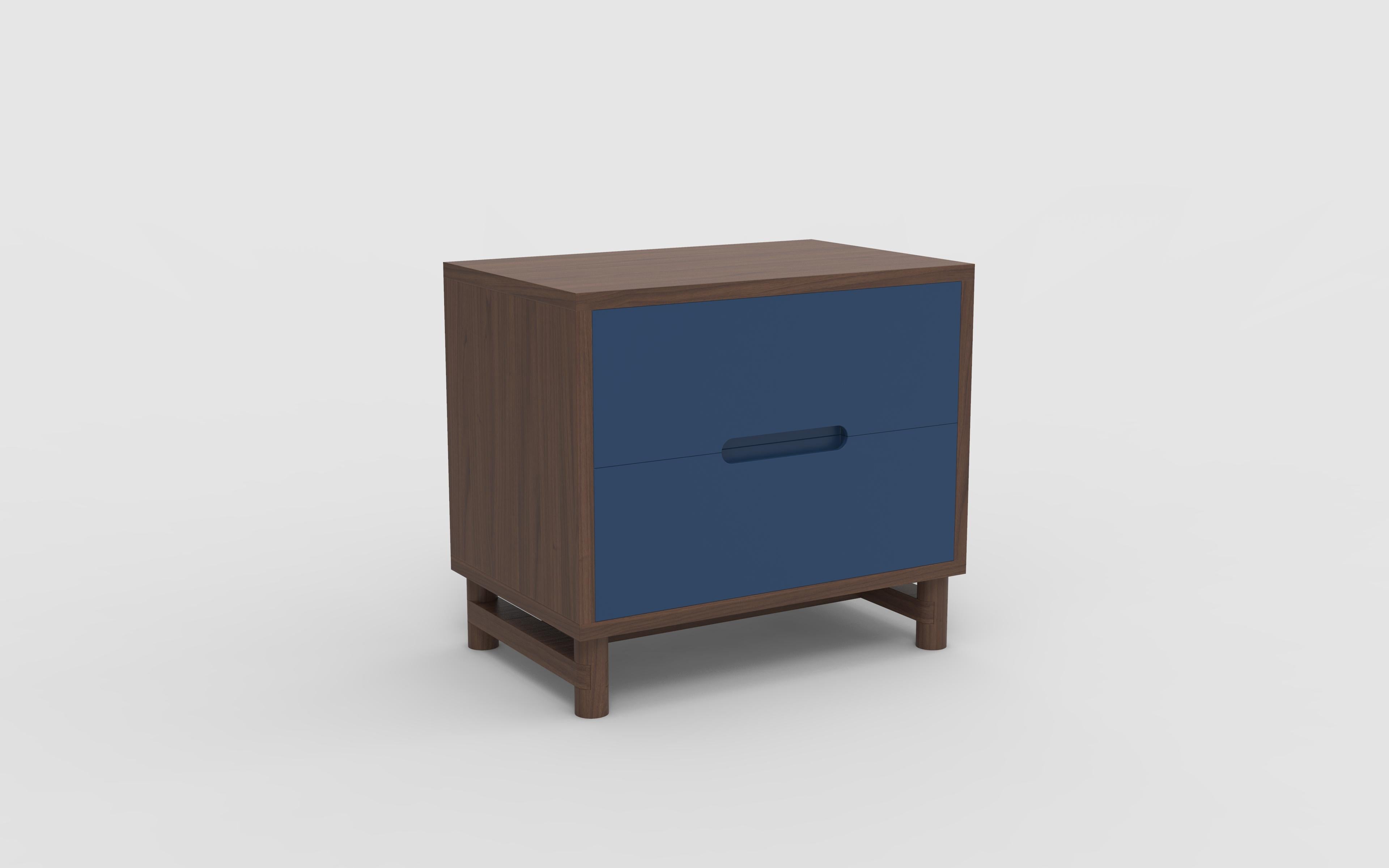 Contemporary Oak Two Drawer Bedside Table Shown in Natural Oak Wood with Clear Lacquer For Sale