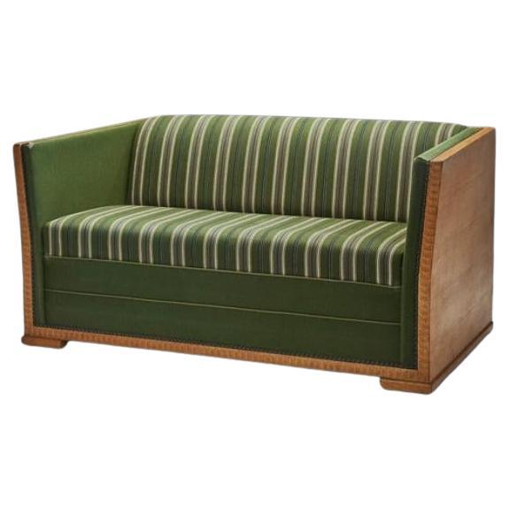 Oak Two-Seater Sofa in the Manner of Henning Kjærnulf, Denmark Mid-20th Century