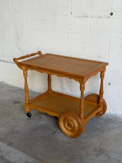 Carrello da bar a due ripiani in rovere, stile danese Mid-Century Modern, anni '70