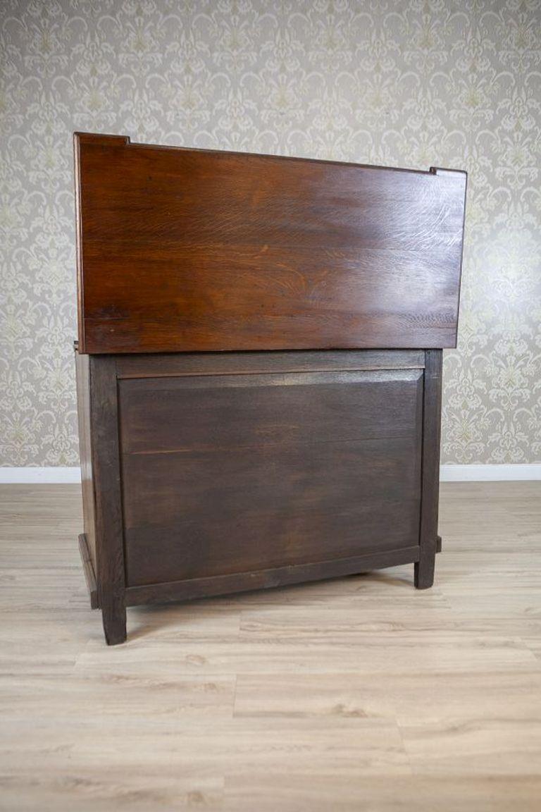 European Oak Vanity Commode From the 19th Century in Brown For Sale