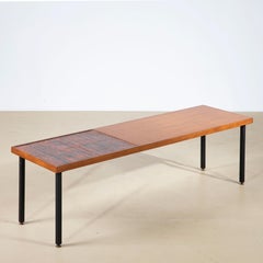 Oak-Veneered Coffee Table with an Abstract Enameled Copper Plaque, Italy, late