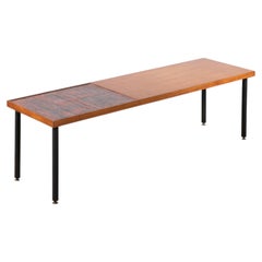 Oak-Veneered Coffee Table with an Abstract Enameled Copper Plaque, Italy, late