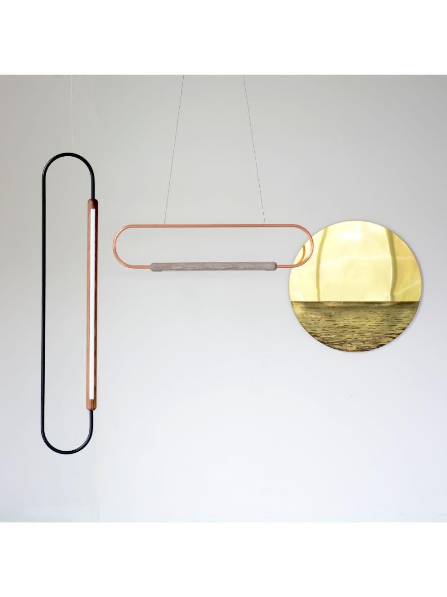 Modern Oak Vertical Link Pendant by Hollis & Morris