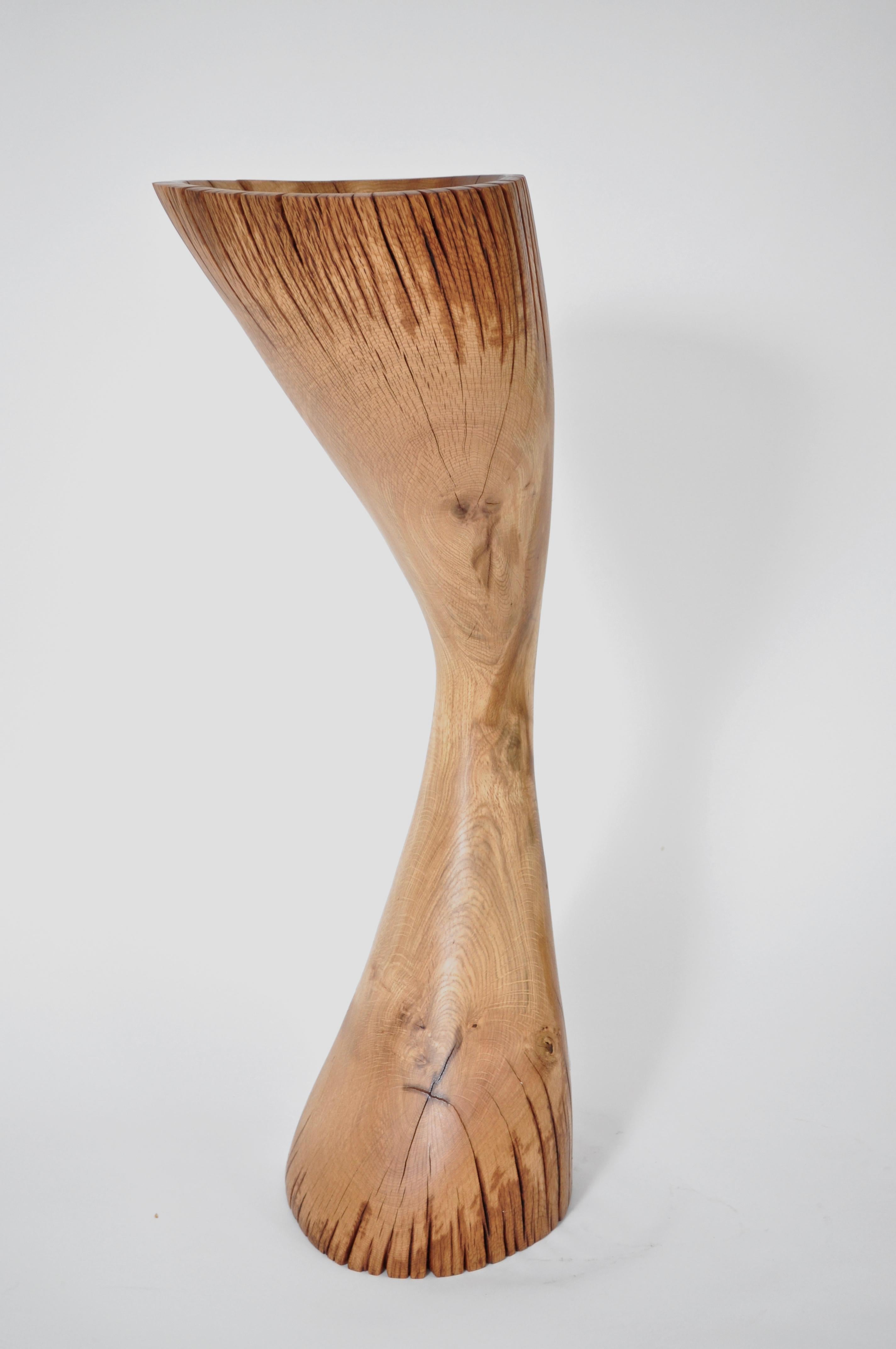 Oak vessel 1254 by Jörg Pietschmann
Dimensions: D 30 x W 34 x H 97 cm 
Materials: oak. 
Finish: polished oil finish.


Carved out of from a curved oak trunk.
In Pietschmann’s sculptures, trees that for centuries were part of a landscape and