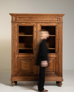 French Antique Oak Vitrine Display Cabinet, Circa 1880, Functional