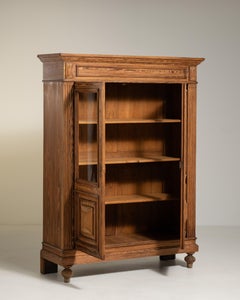 Vetrina da esposizione antica francese in rovere, intorno al 1880, funzionante