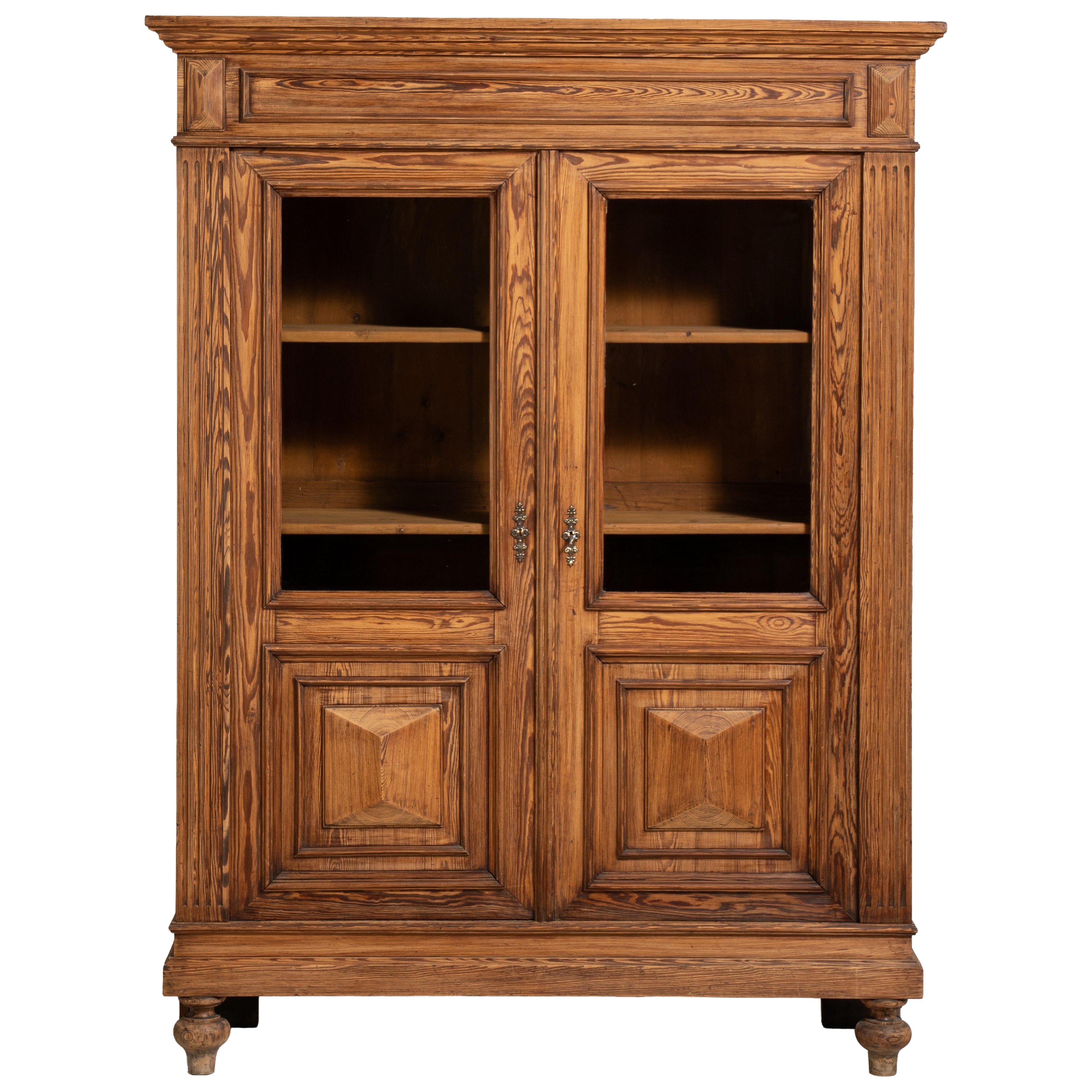 French Antique Oak Vitrine Display Cabinet, Circa 1880, Functional For Sale