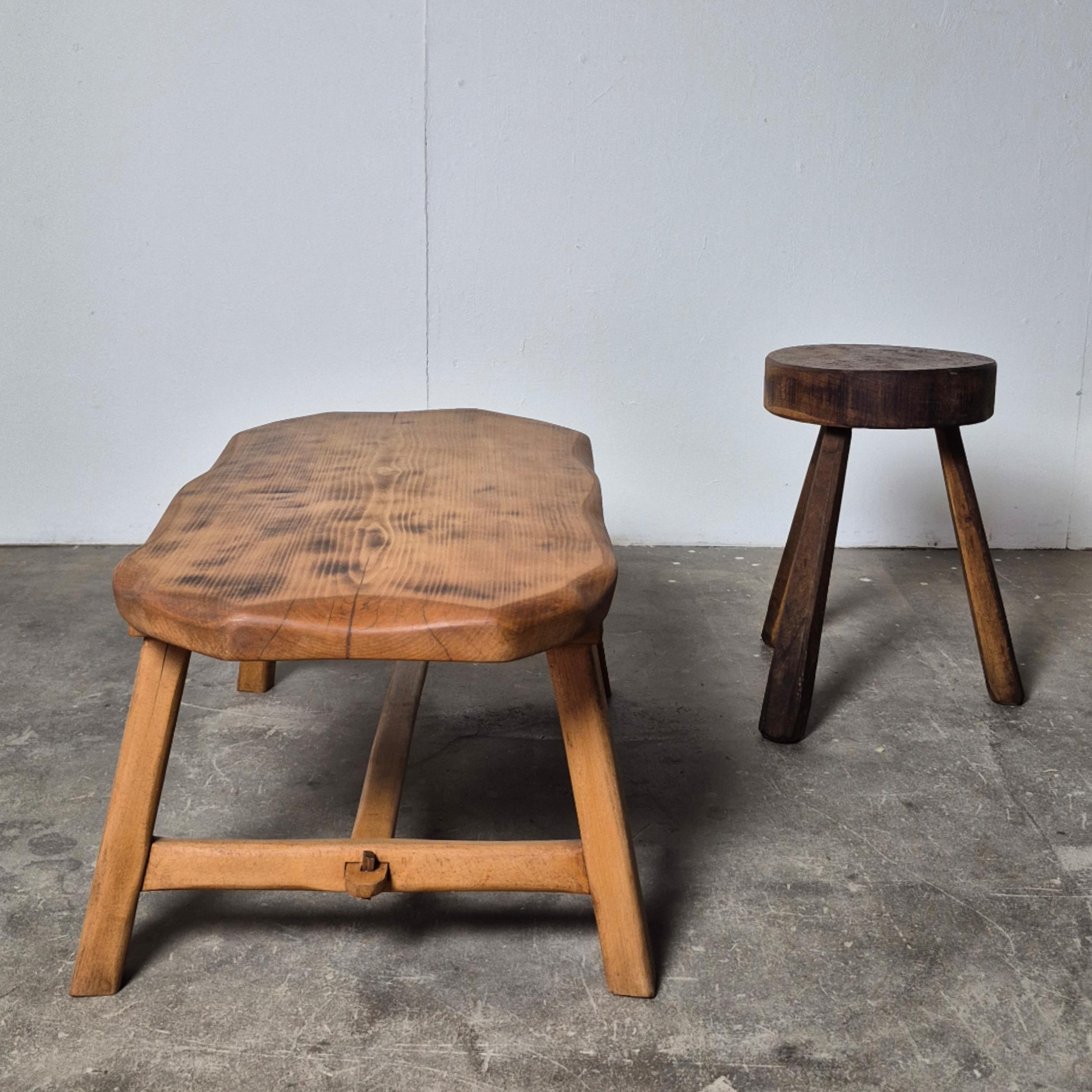 Oak wabi sabi coffee table, Netherlands 1950s For Sale 3
