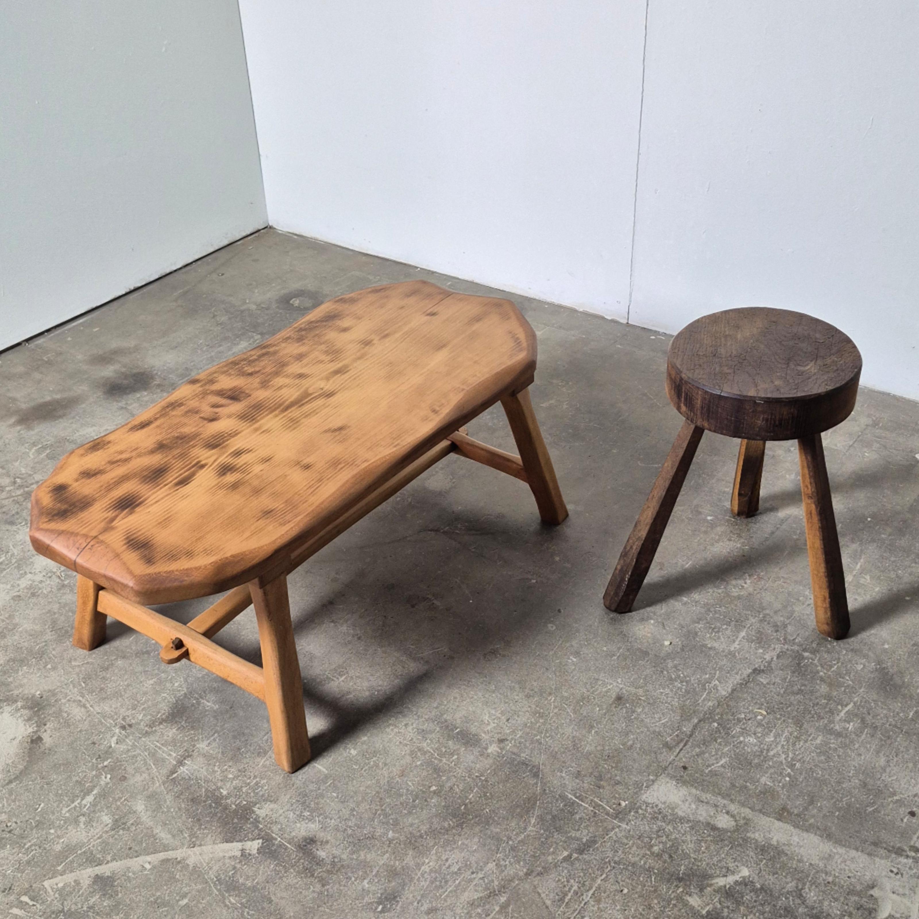 Oak wabi sabi coffee table, Netherlands 1950s For Sale 2