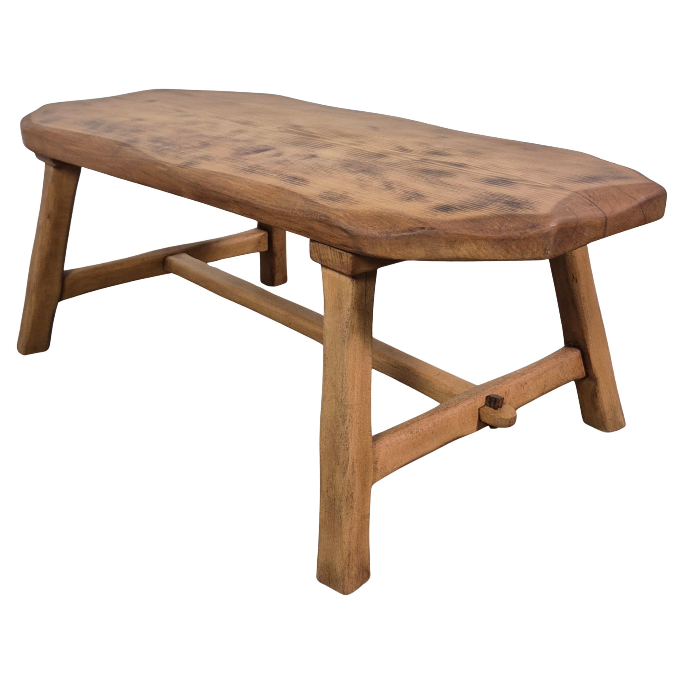 Oak wabi sabi coffee table, Netherlands 1950s For Sale