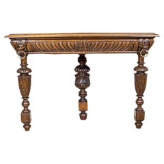 Oak Wall Console Table on Three Legs from the Late 19th Century