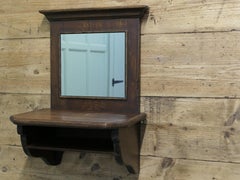 Oak Wall Hanging Cloakroom Mirror with Shelf, Cloakroom or Bathroom