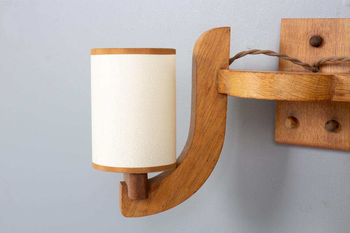 Aplique de pared Oak de Guillerme & Chambron para Votre Maison, Francia, 1950 Roble en venta