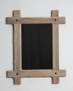 Oak Wall Mirror, Glass Frame, French Design, 1970s Vintage Decor