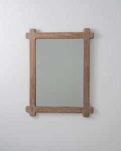 Oak Wall Mirror, Glass Frame, French Design, 1970s Vintage Decor
