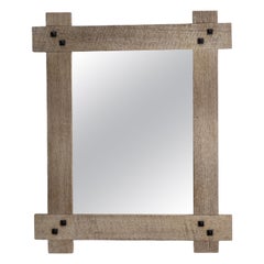 Oak Wall Mirror, Glass Frame, French Design, 1970s Vintage Decor