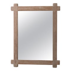 Oak Wall Mirror, Glass Frame, French Design, 1970s Vintage Decor