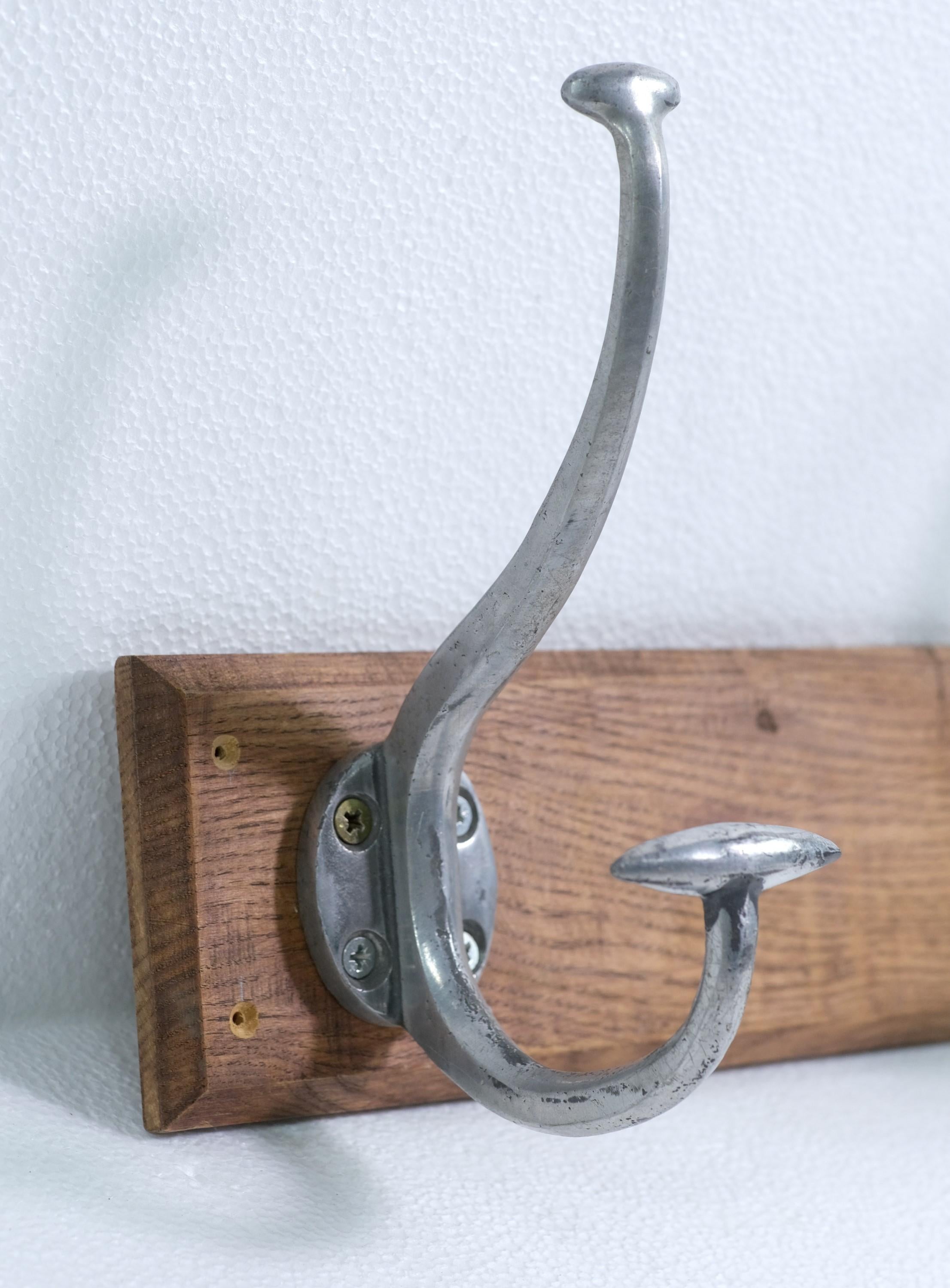Mid-Century moderno Oak Oak appendiabiti da parete 3 ganci in alluminio europeo