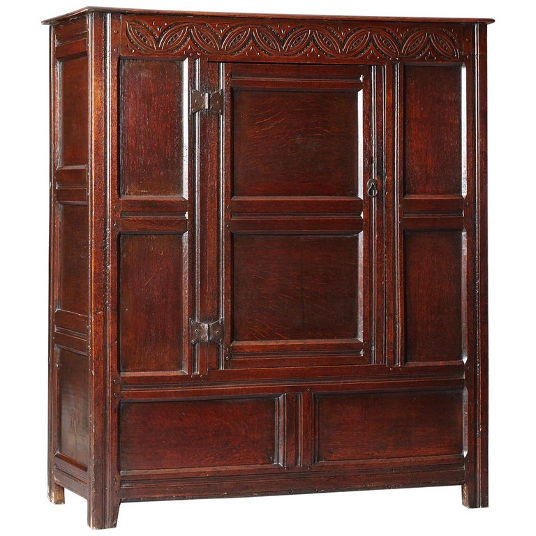 Oak Wardrobe / Clothes Press, Charles II period, Lancashire, circa 16701680 For Sale at 1stDibs