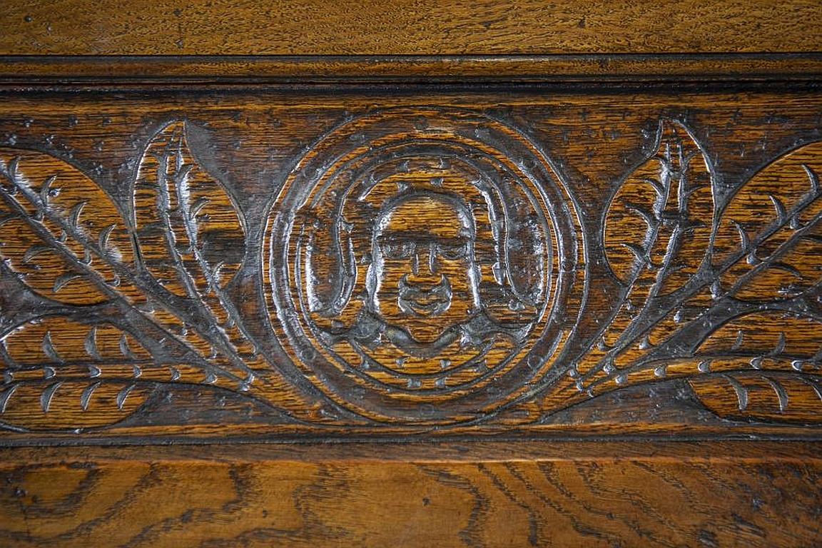 Richly Carved Oak Wardrobe From the Turn of the 19th and 20th Centuries 2