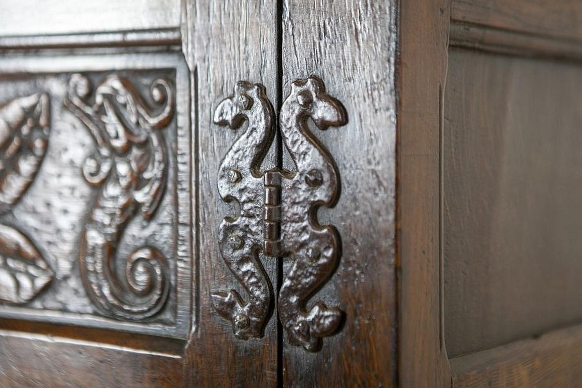 Richly Carved Oak Wardrobe From the Turn of the 19th and 20th Centuries 4