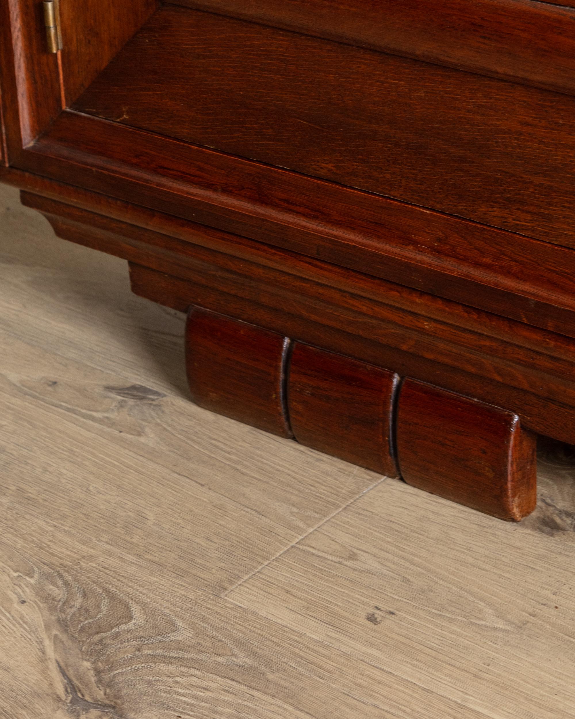 Oak Wave Front Sideboard Manner of Charles Dudouyt, France, 1940's For Sale 4