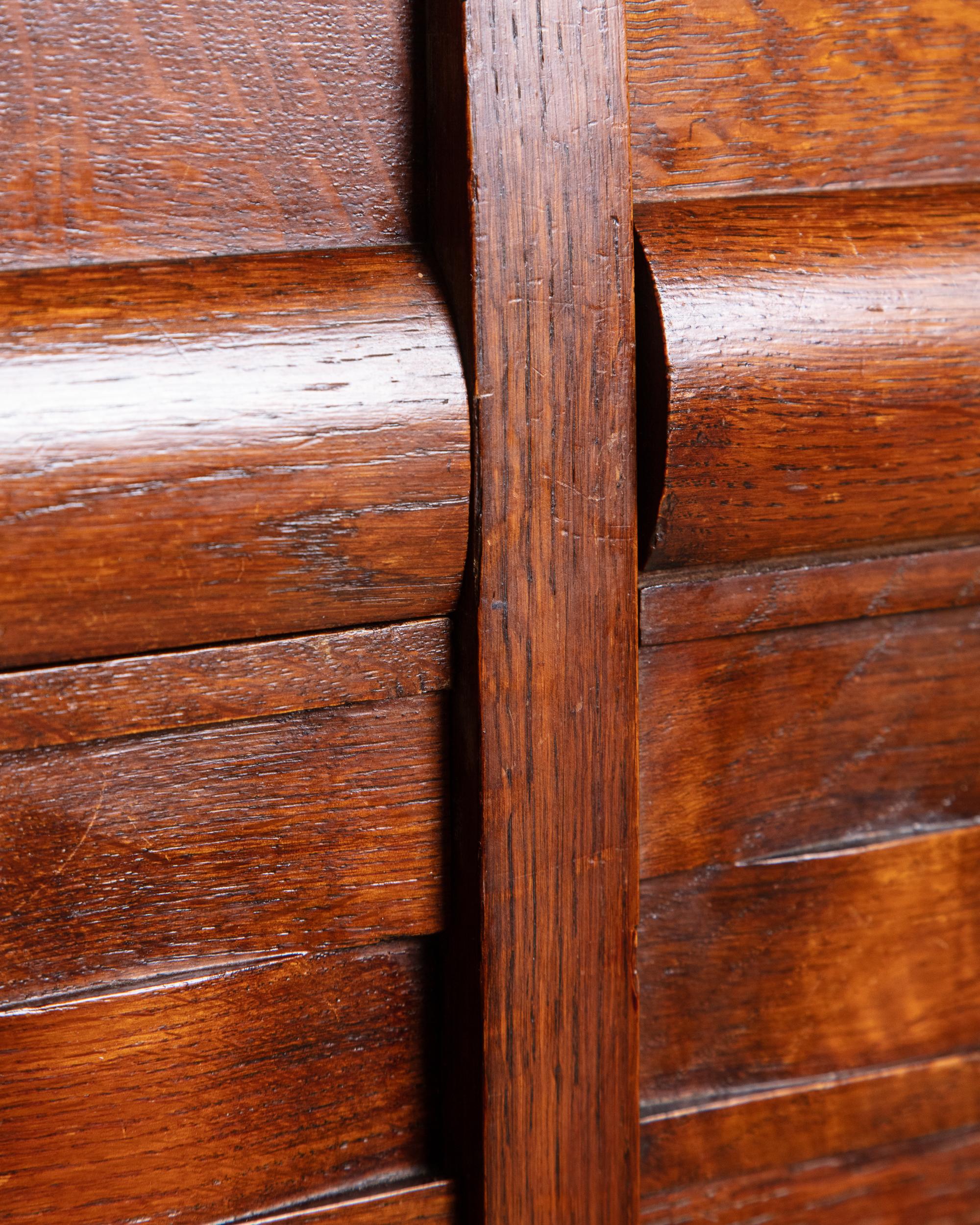 Oak Wave Front Sideboard Manner of Charles Dudouyt, France, 1940's For Sale 7