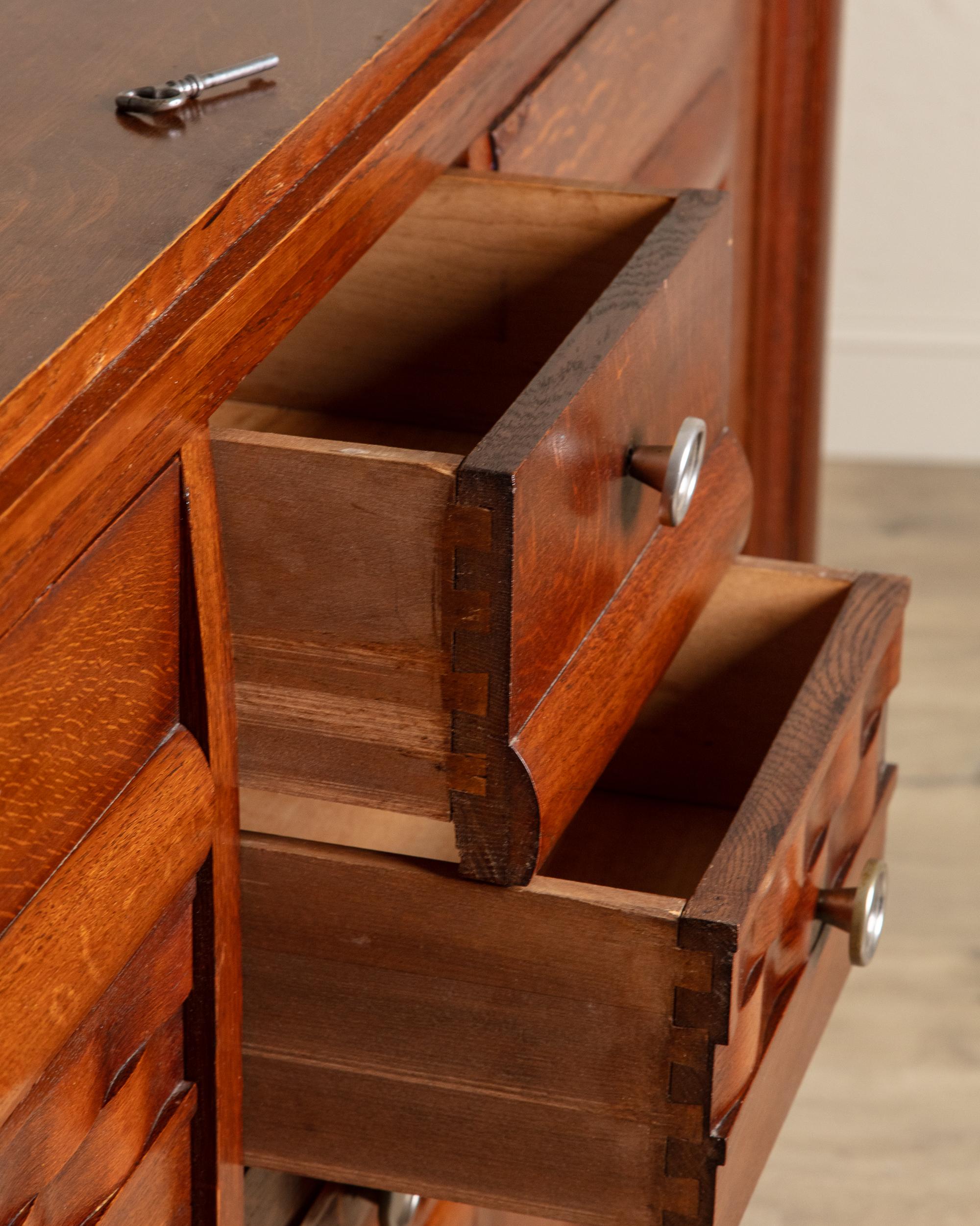Oak Wave Front Sideboard Manner of Charles Dudouyt, France, 1940's For Sale 9