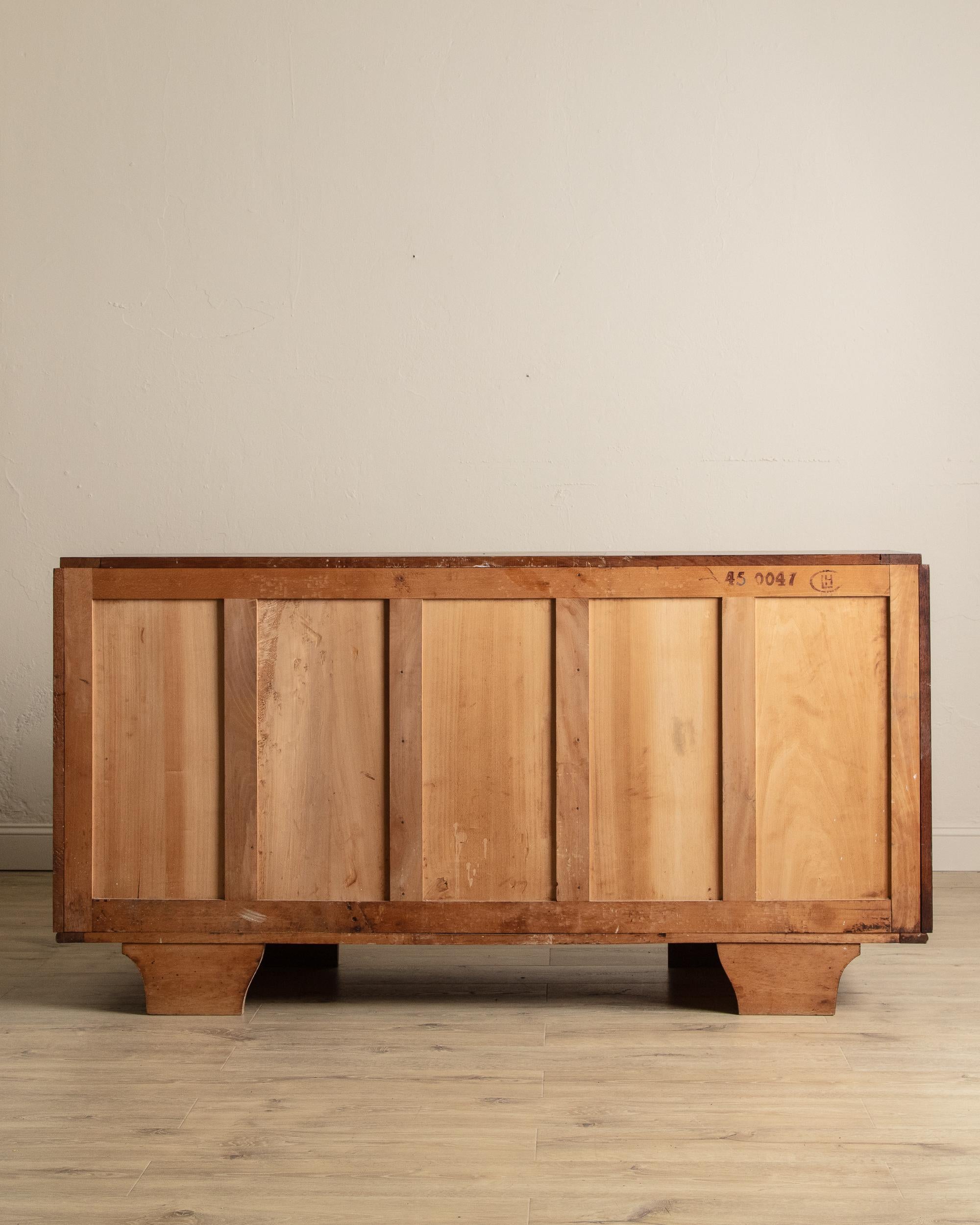 Mid-20th Century Oak Wave Front Sideboard Manner of Charles Dudouyt, France, 1940's For Sale