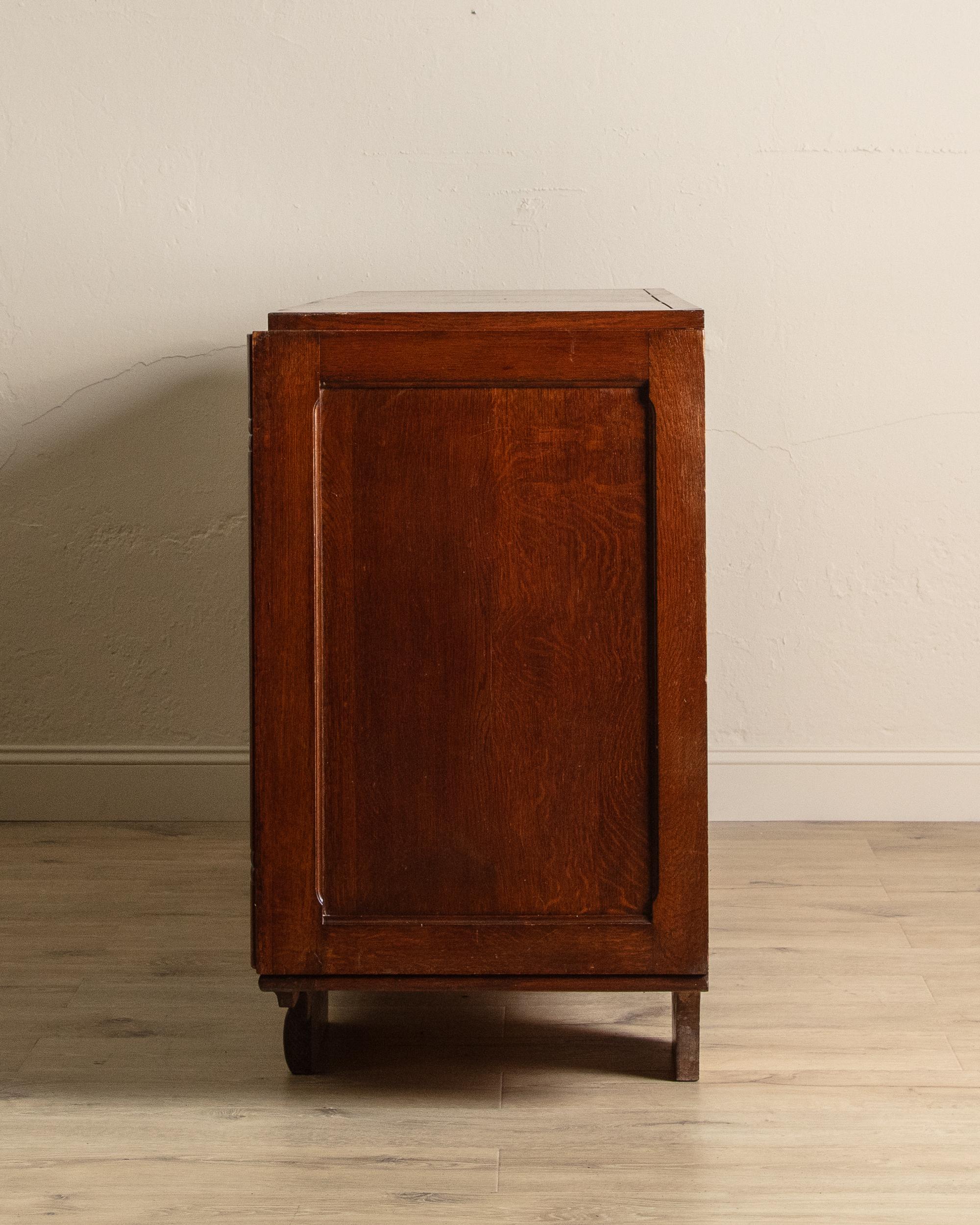 Oak Wave Front Sideboard Manner of Charles Dudouyt, France, 1940's For Sale 1