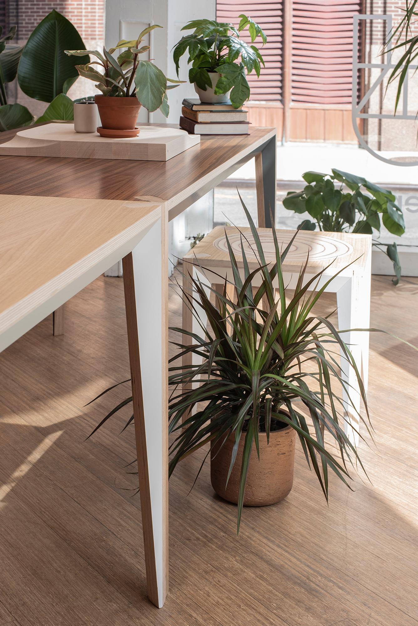 Contemporary Oak White MiMi Breakfast Square Table by Miduny, Made in Italy