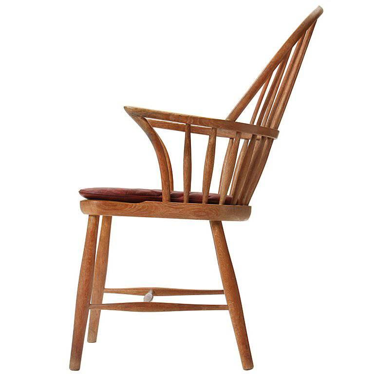 Silla Windsor danesa de roble de los años 30, por Frits Henningsen