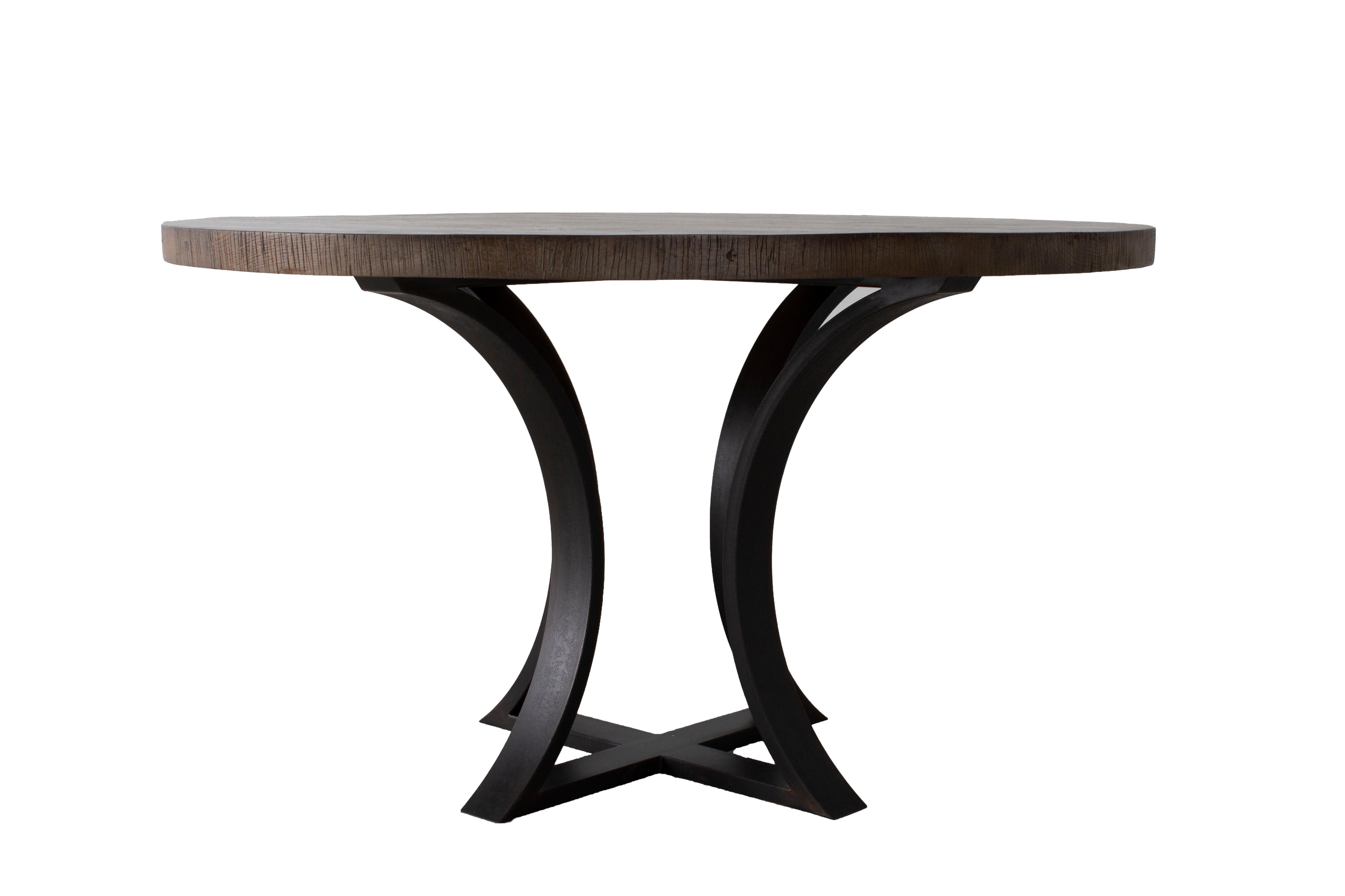 Custom made tabletop and base. Base and top can be sold individually.

Top: Oak with dime edge, Bombay finish
Base: Steel with ebony patina.

Designed by Brendan Bass for the Vision and Design Collection, by using high quality materials and