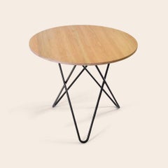 Oak Wood and Black Steel Dining O Table by OxDenmarq