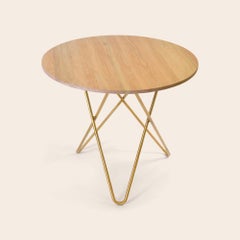 Oak Wood and Brass Dining O Table by OxDenmarq