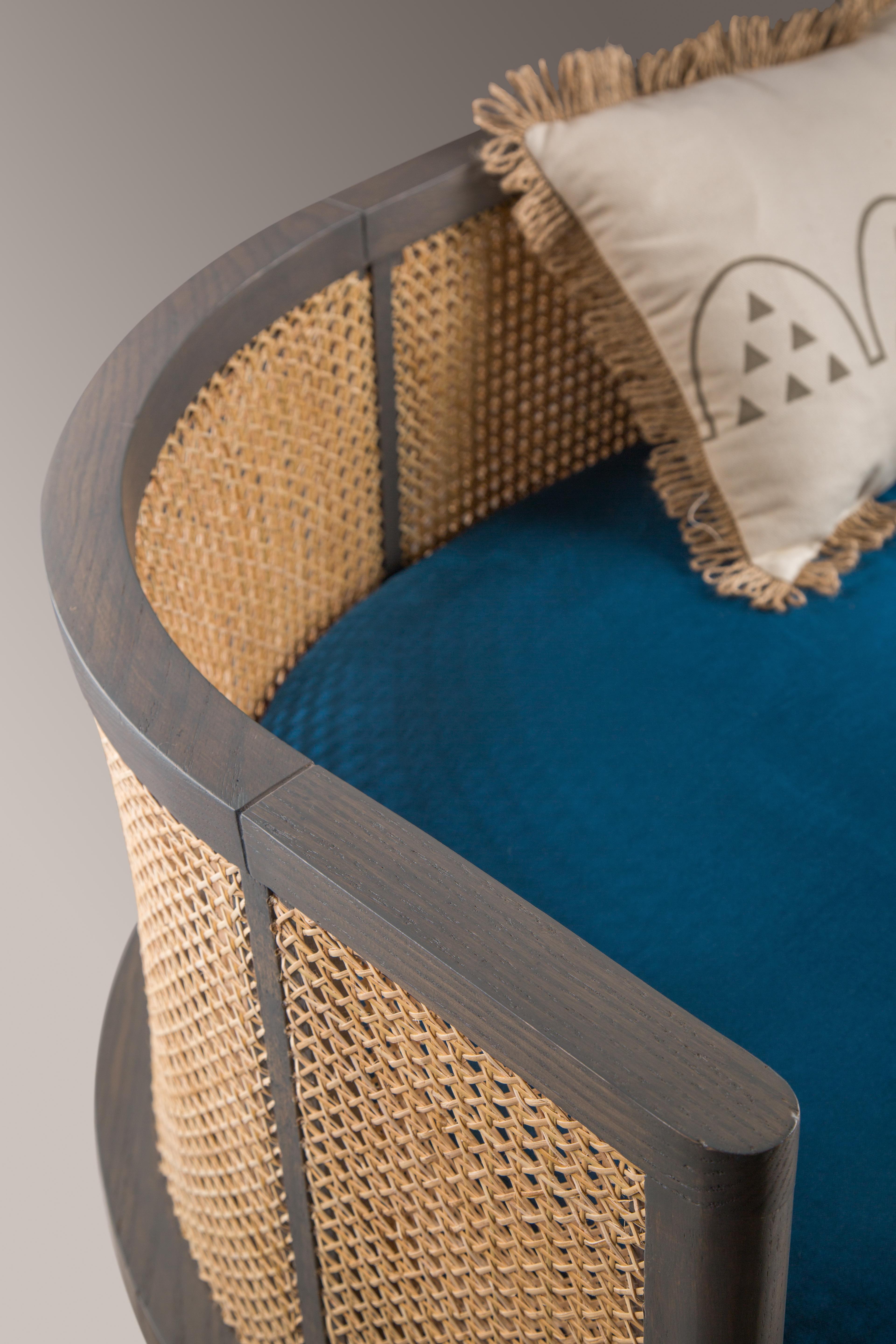 velvet and wood upholstery