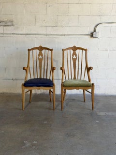 Oak Wood Armchairs Sculptural accent chairs Denmark 1960s