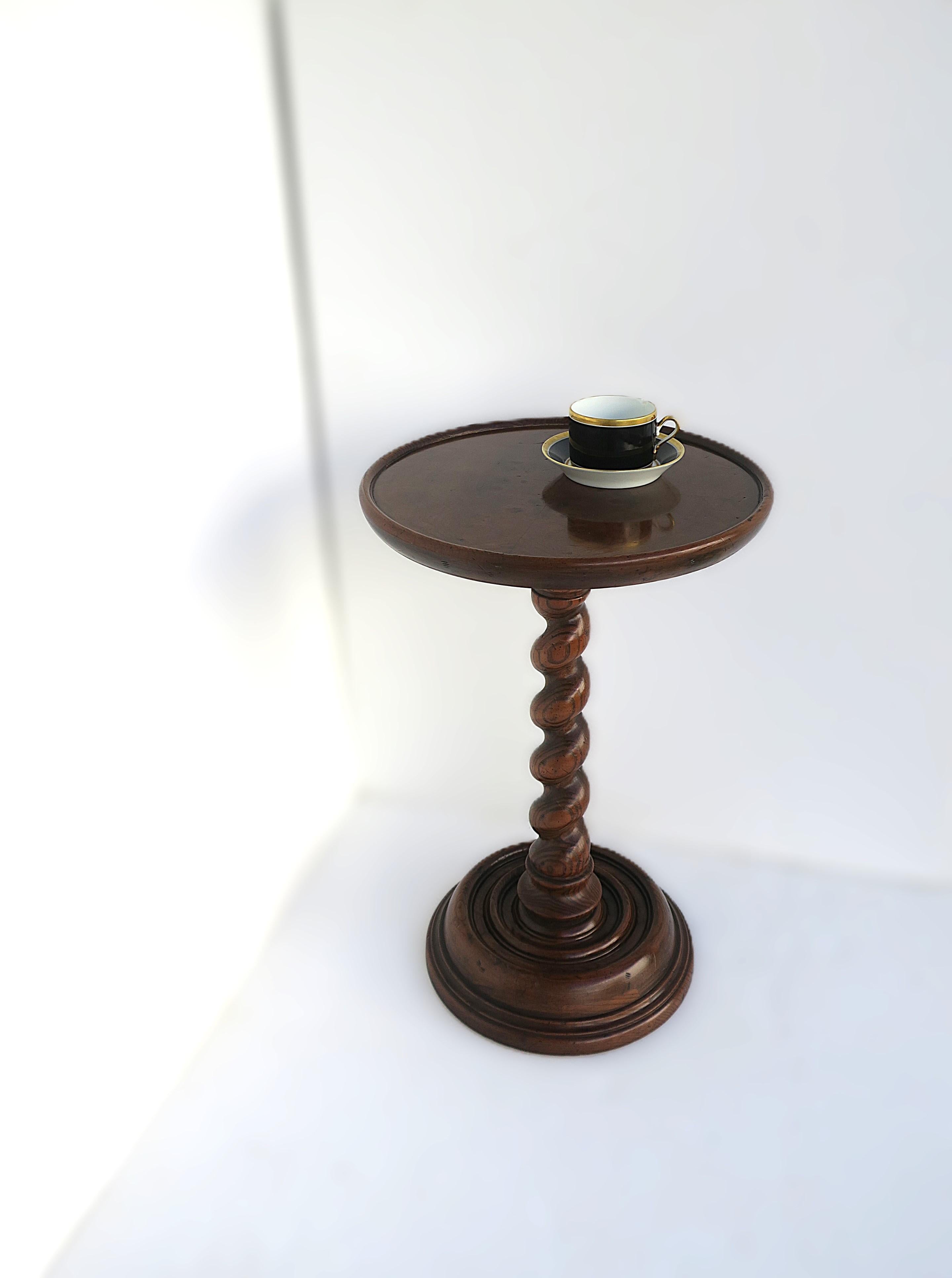 American Oak Wood Barley Twist Side Table