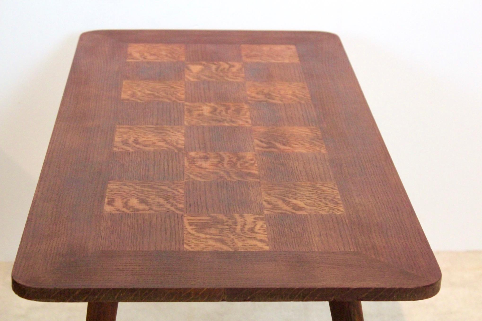 Dutch Oak Wood Coffee Table with Veneer Inlay, 1950s For Sale
