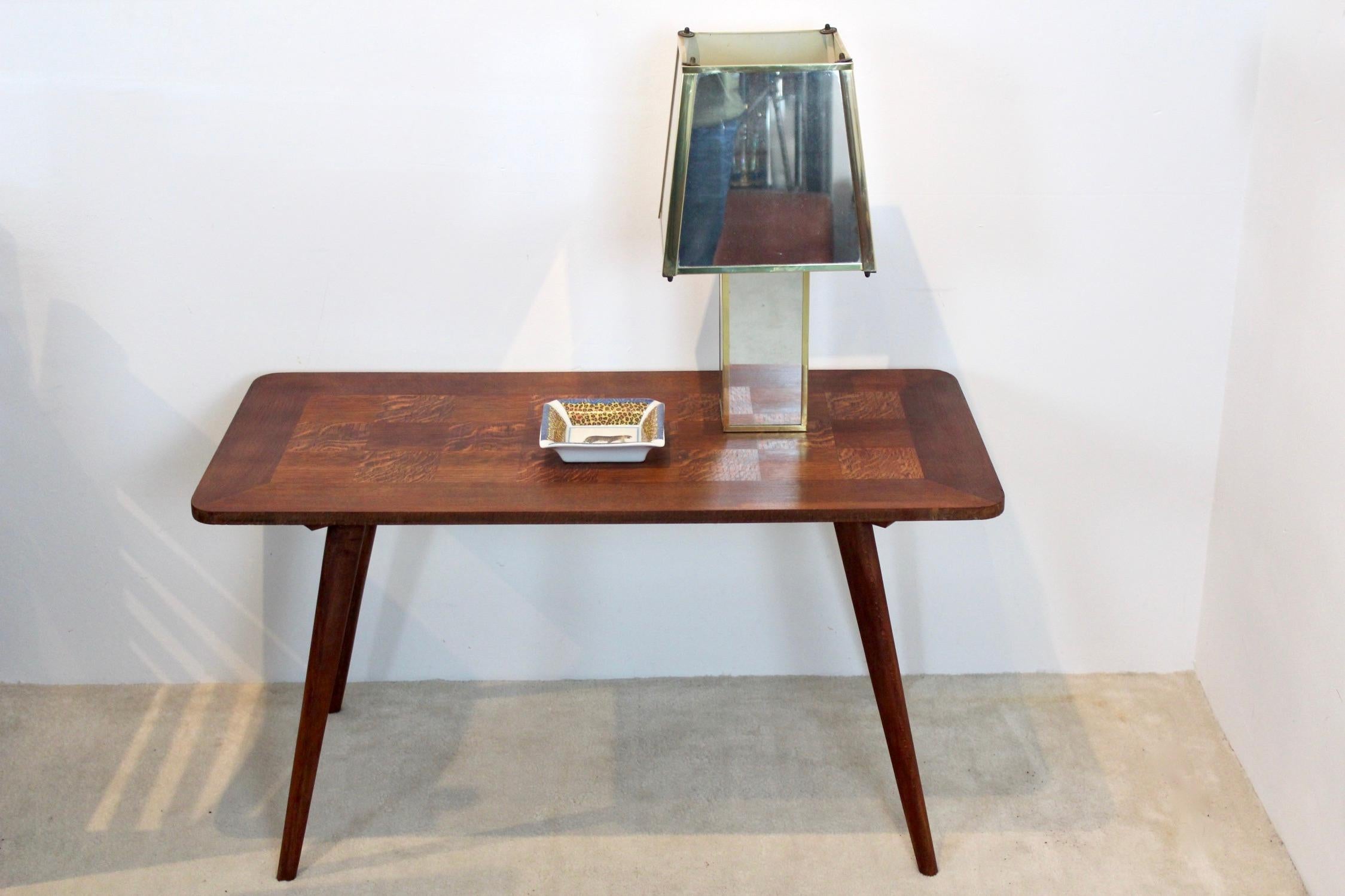 Oak Wood Coffee Table with Veneer Inlay, 1950s In Good Condition For Sale In Voorburg, NL
