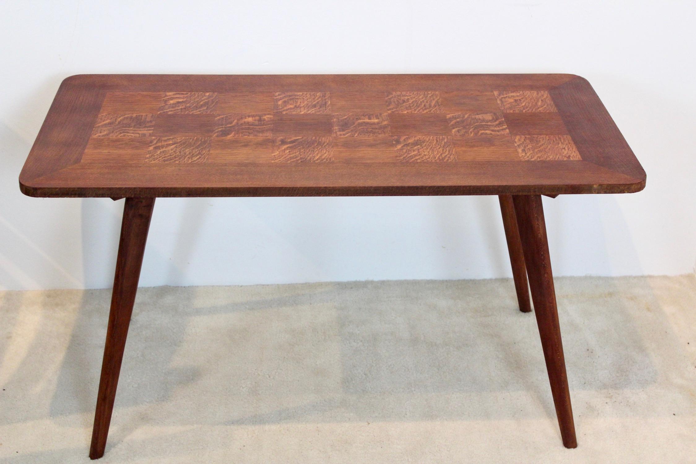 20th Century Oak Wood Coffee Table with Veneer Inlay, 1950s For Sale
