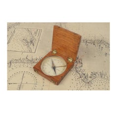 19th Century Antique Oakwood Magnetic Surveyng Compass English Manufacture
