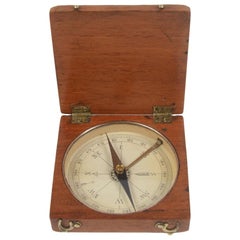 19th Century Antique Oakwood Magnetic Surveyng Compass English Manufacture 